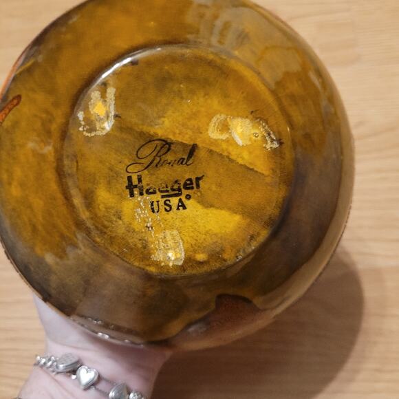 Vtg 70s Royal Hagar Earth Wrap Crackle Lava Glaze Pottery Planter Lot Of 2 Bowls - Picture 10 of 13